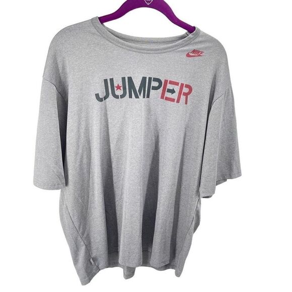 Nike Mens Jumper T Shirt Dri-Fit Short Sleeve Graphic Active Pullover XL Gray - Picture 1 of 8